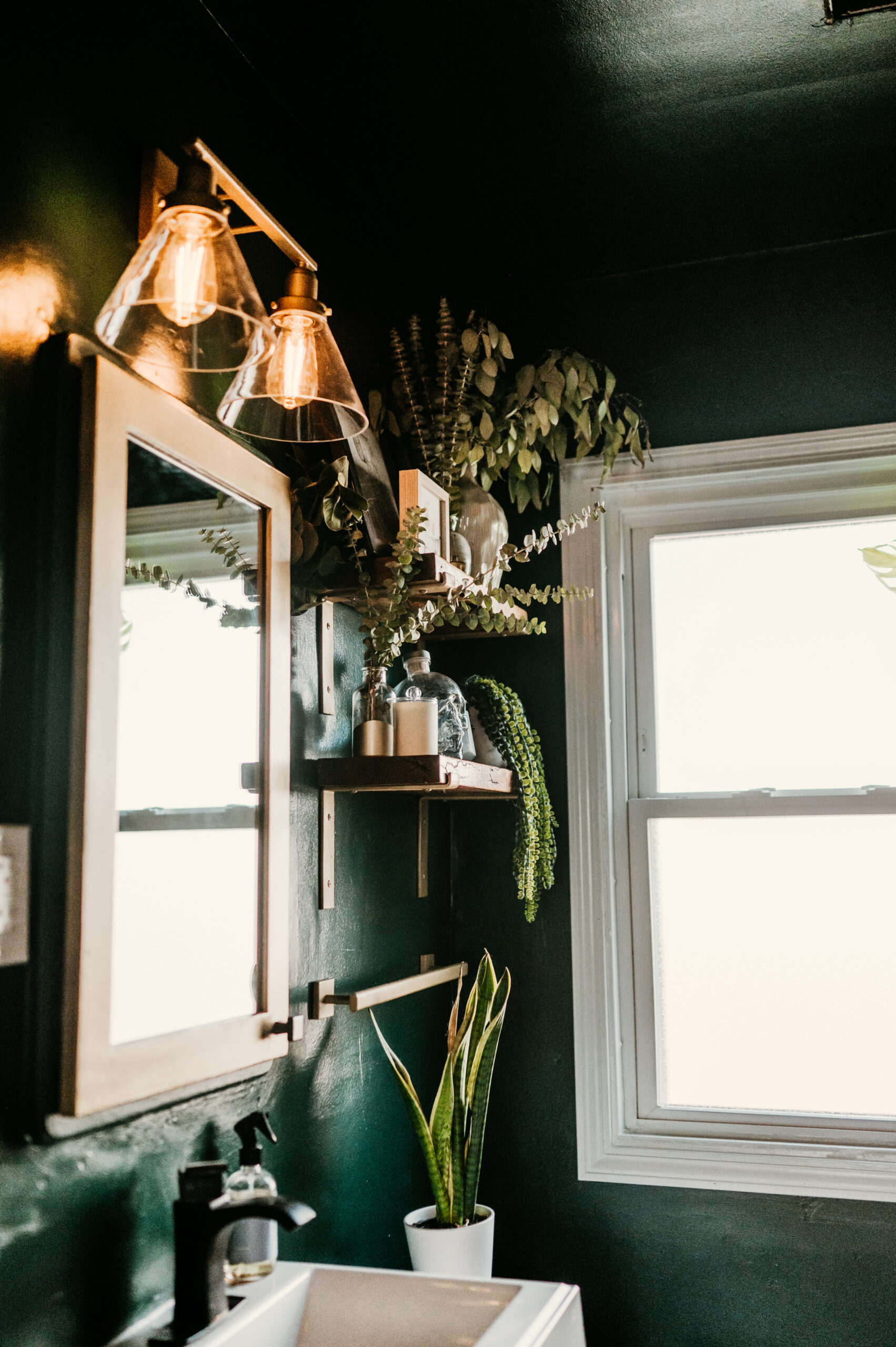 Cozy Green Bathroom Transformation: Painted Walls & Ceiling