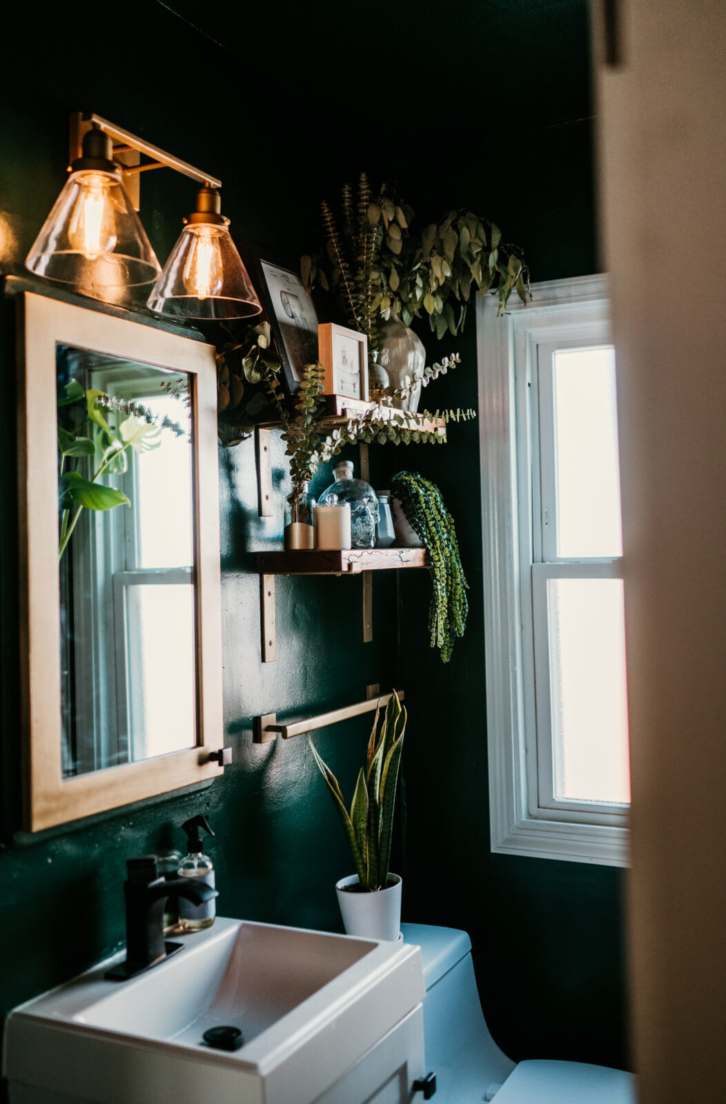 Cozy Green Bathroom Transformation: Painted Walls & Ceiling