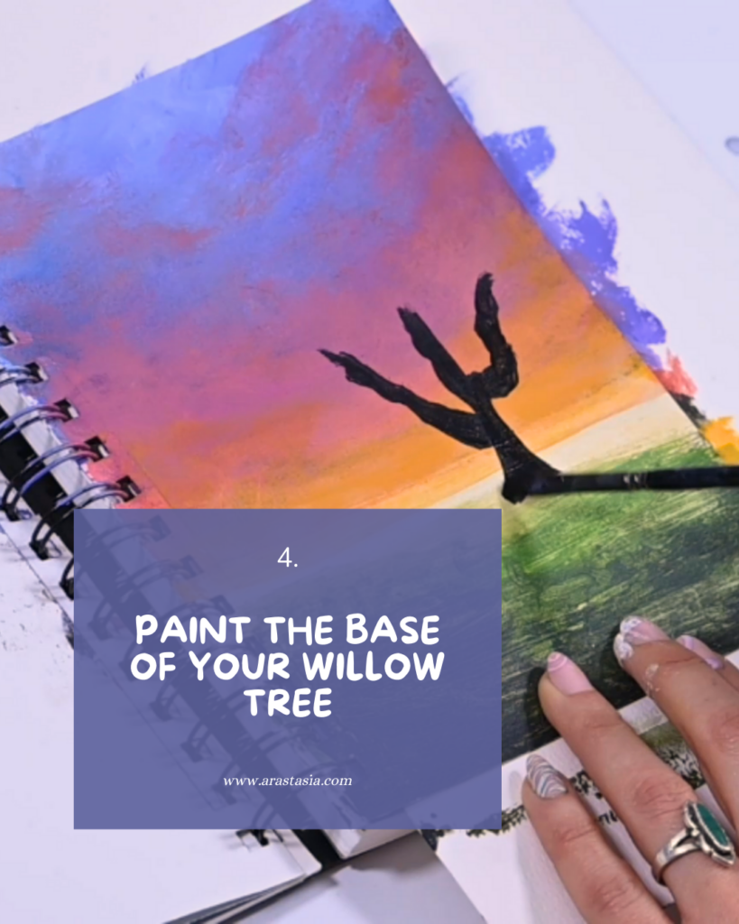 how to paint a weeping willow landscape