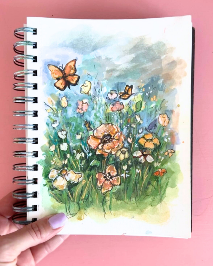 painting flowers to grieve after loss